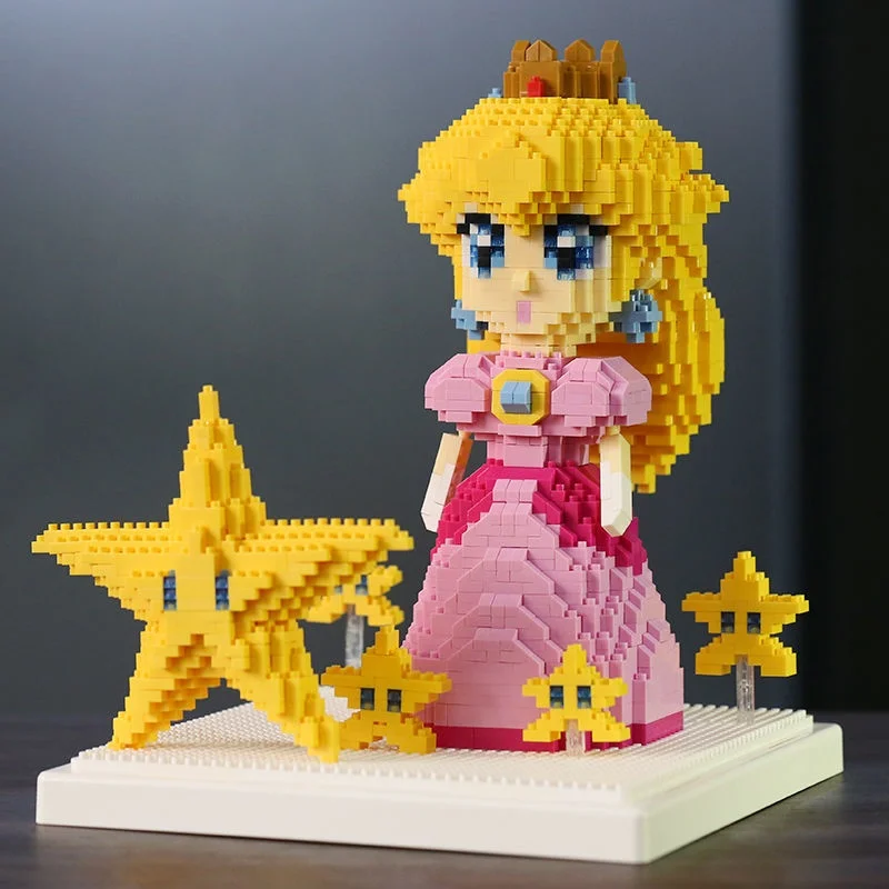 Nuevo keeppleyHerocross disney Peach Princess 2508 Uds Super Micro bloques estrella rosa chica Mini DIY bloques de construcción juguetes de ladrillo para Ch