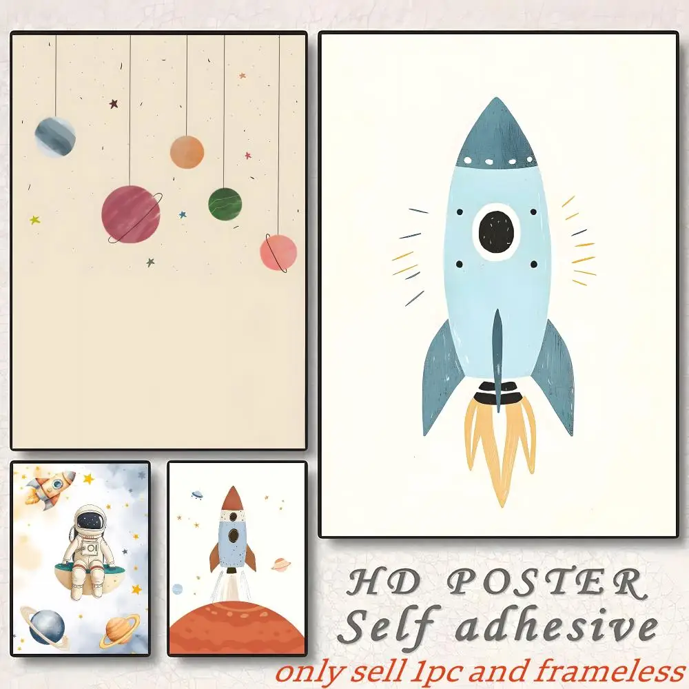 Astronaut Spacecraft Rocket Space Planet Poster Gift with prints Home bedroom living room decoration promotion and display