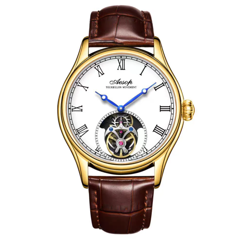 

Aesop Real Flying Tourbillon Movement Mechanical Watches Luxury Watch for Men Skeleton Tourbillon Watch Sapphire Official Store