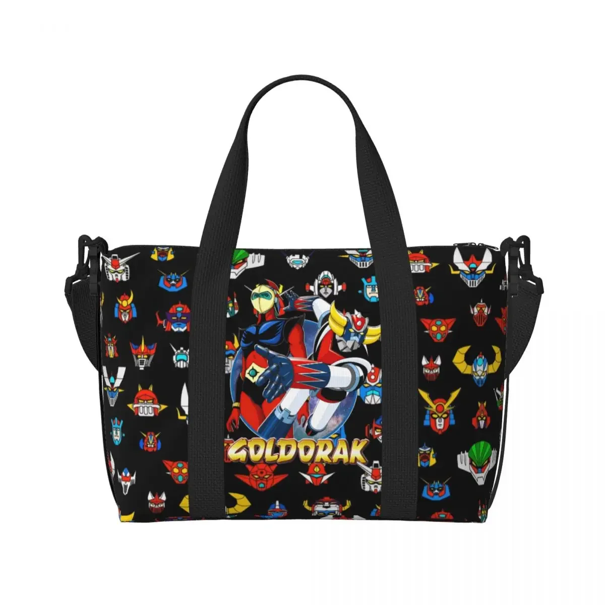 Niestandardowe logo robota Ufo torba plażowa dla kobiet Goldorak Grendizer Mazinger Z duża komora torby podróżne na plażę na siłownię