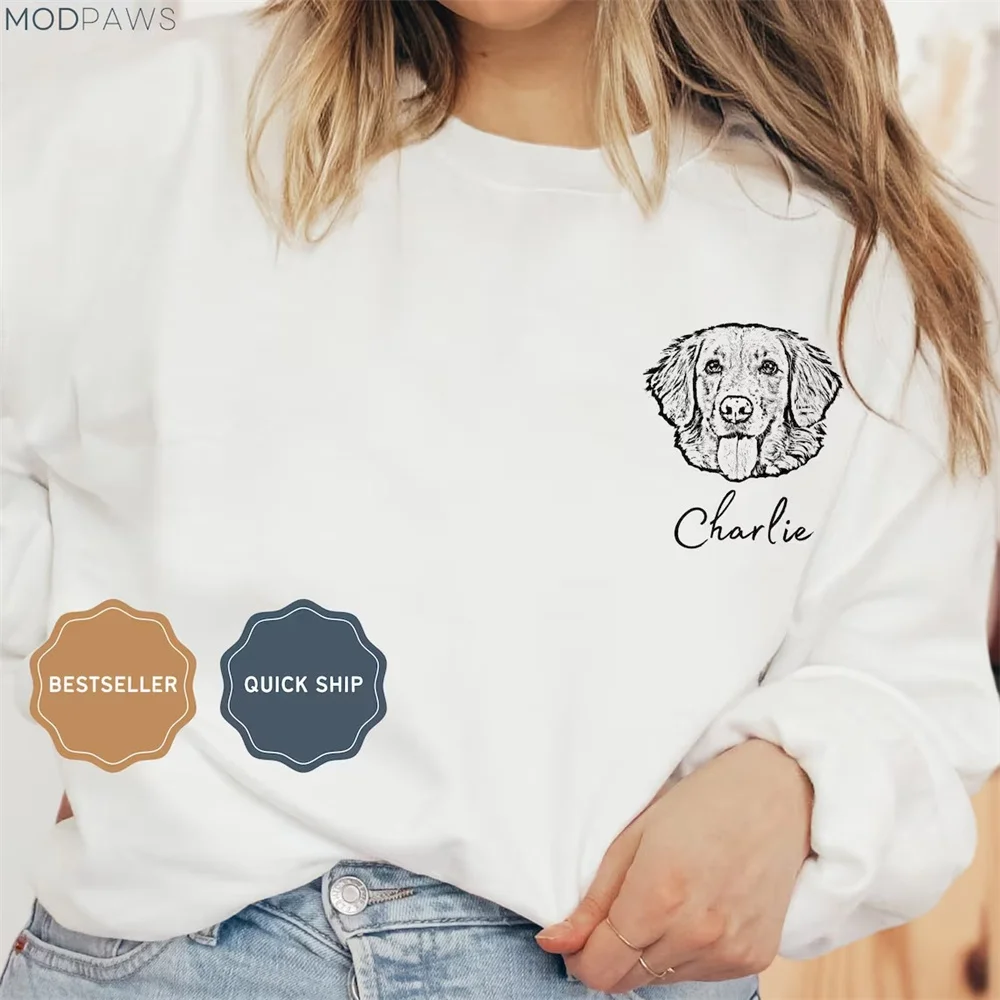 Custom Pet Sweater Using Pet Photo + Name Custom Dog Portrait Sweater Personalized Dog Pullover Dog Sweatshirt Dog Mom Gift Cust