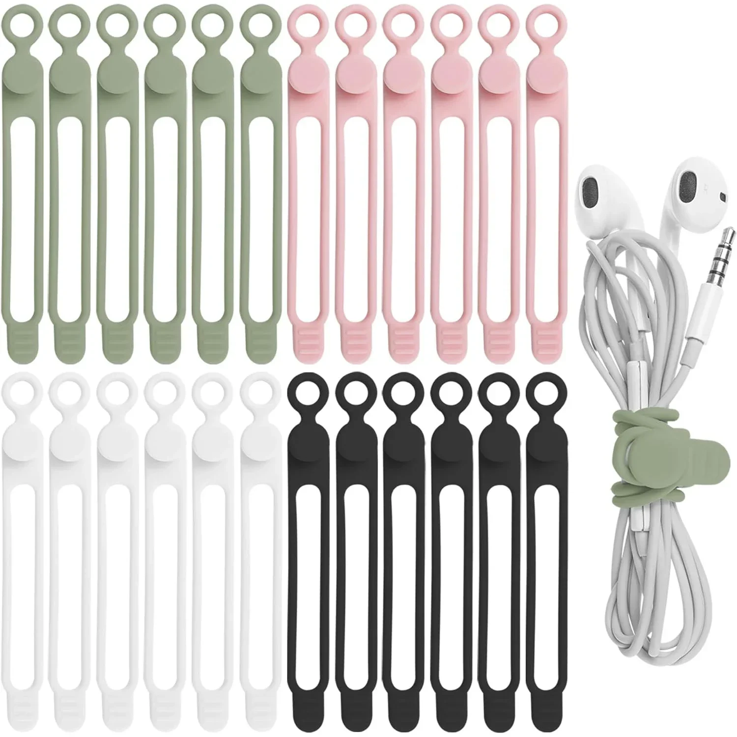 

Reusable Silicone Cable Ties Set Elastic Cord Organizer Multi-function Wire Clip Bandage Cable Wire Storage Harness Strap