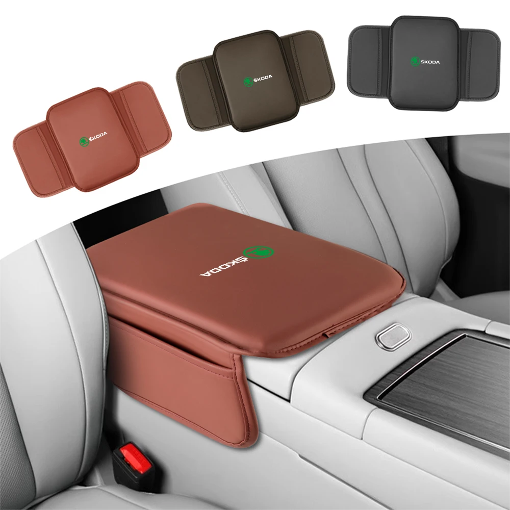 

Car Seat Armrest Box Protector Cushion Storage Box Cover Pad For Skoda S Rapid Scala Kodiaq Fabia Kamiq Karoq Octavia A2 A5 A7