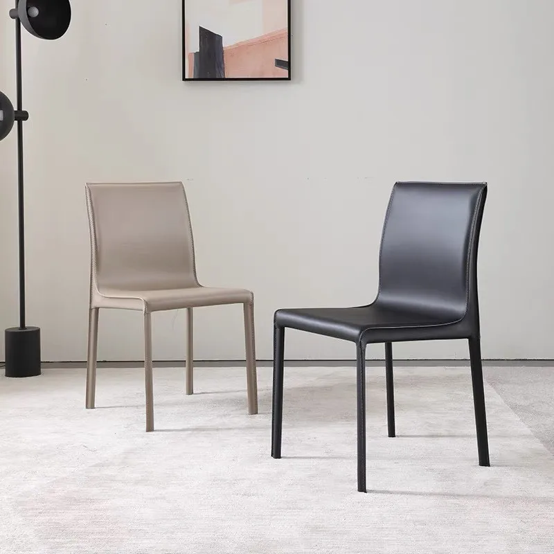 

Итальянский обеденный стул из натуральной кожи, современный минималистичный дизайнерский стул для дома, отеля, ресторана, с поддержкой спины, роскошный стул