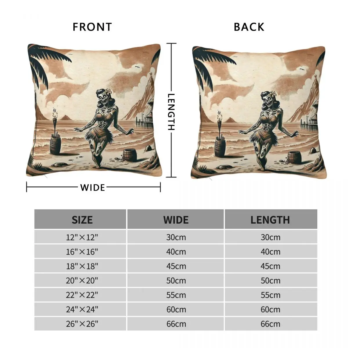 Zombie Tiki Pillowcase Polyester Linen Velvet Creative Zip Decor Pillow Case Room Cushion Case 18