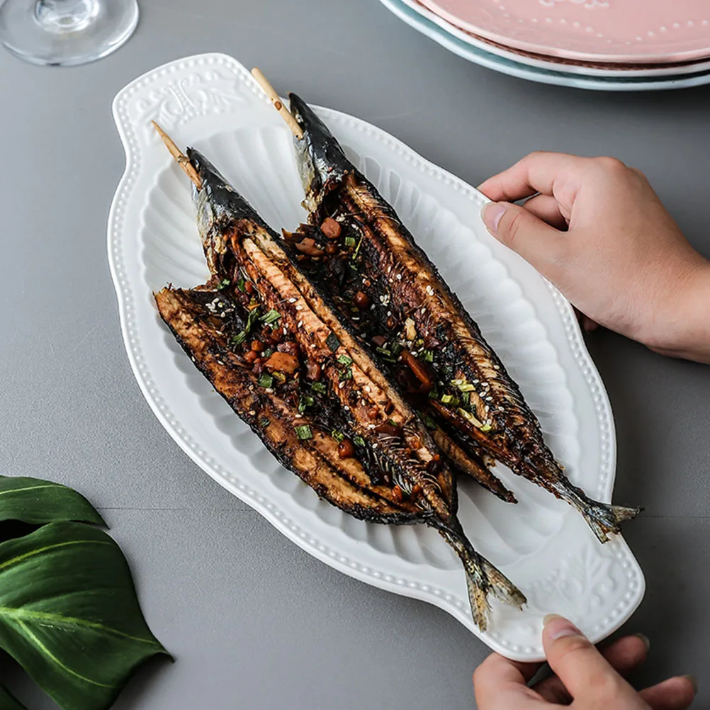 

Ceramic Bone China Fish Plate Lightweight Portable Excellent Workmanship Good Using Experience Home Kitchen Restaurant