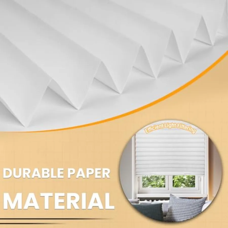 6 عبوات من ستائر التعتيم المطوية، ستائر مؤقتة للنوافذ الداخلية، غطاء ورقي لترشيح الضوء، سهل القطع والتثبيت 36 وات × #5