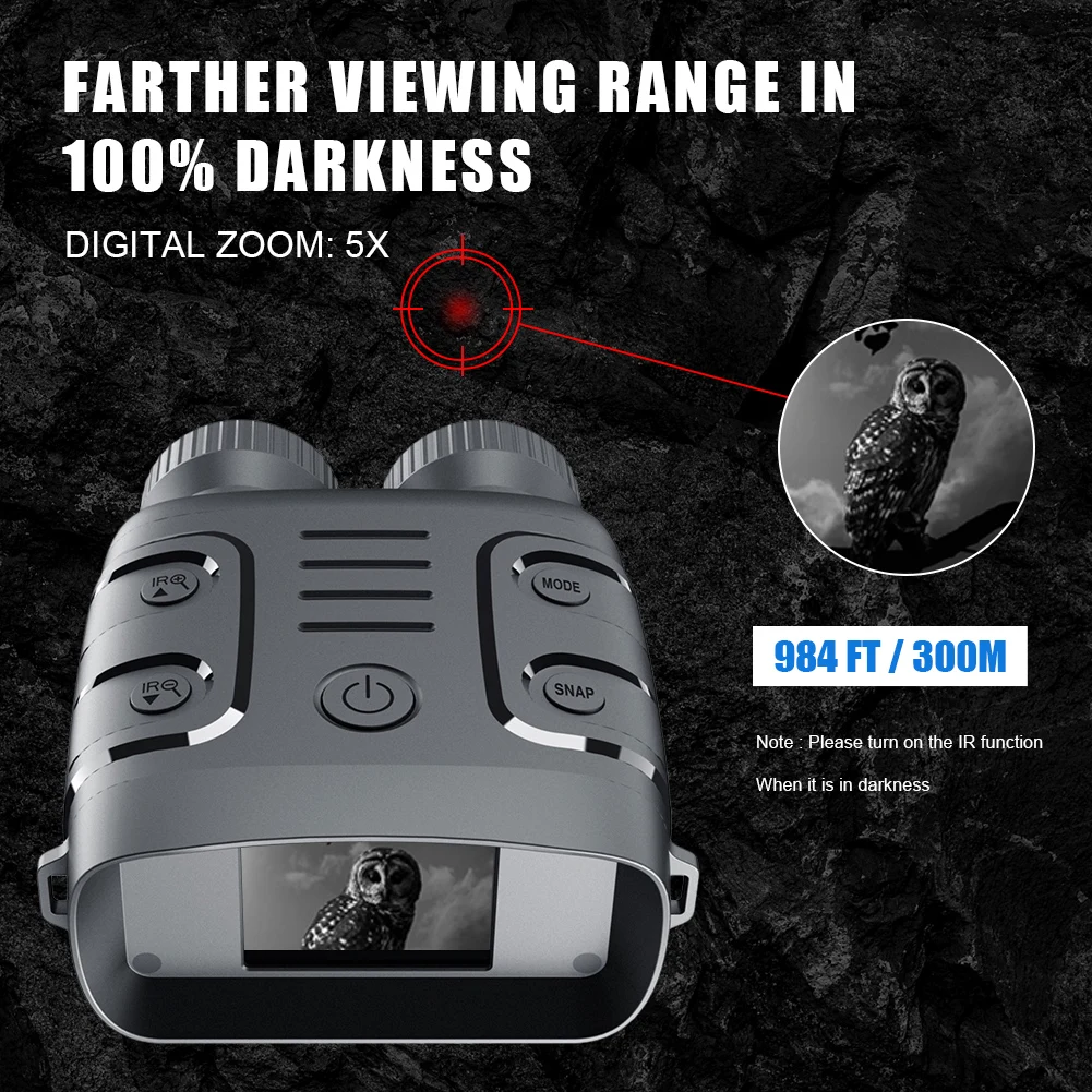 1080P Binocular Infrared Night Vision Device Day Night Use Hunting Telescope 5X Digital Zoom 300M Full Dark Viewing Distance