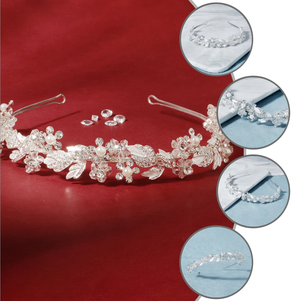 

1pc Floral Crystal Headband Bride Wedding Alloy Hairband Women Lightweight Chic Elegant Banquet Party Decoration Gift For Girls