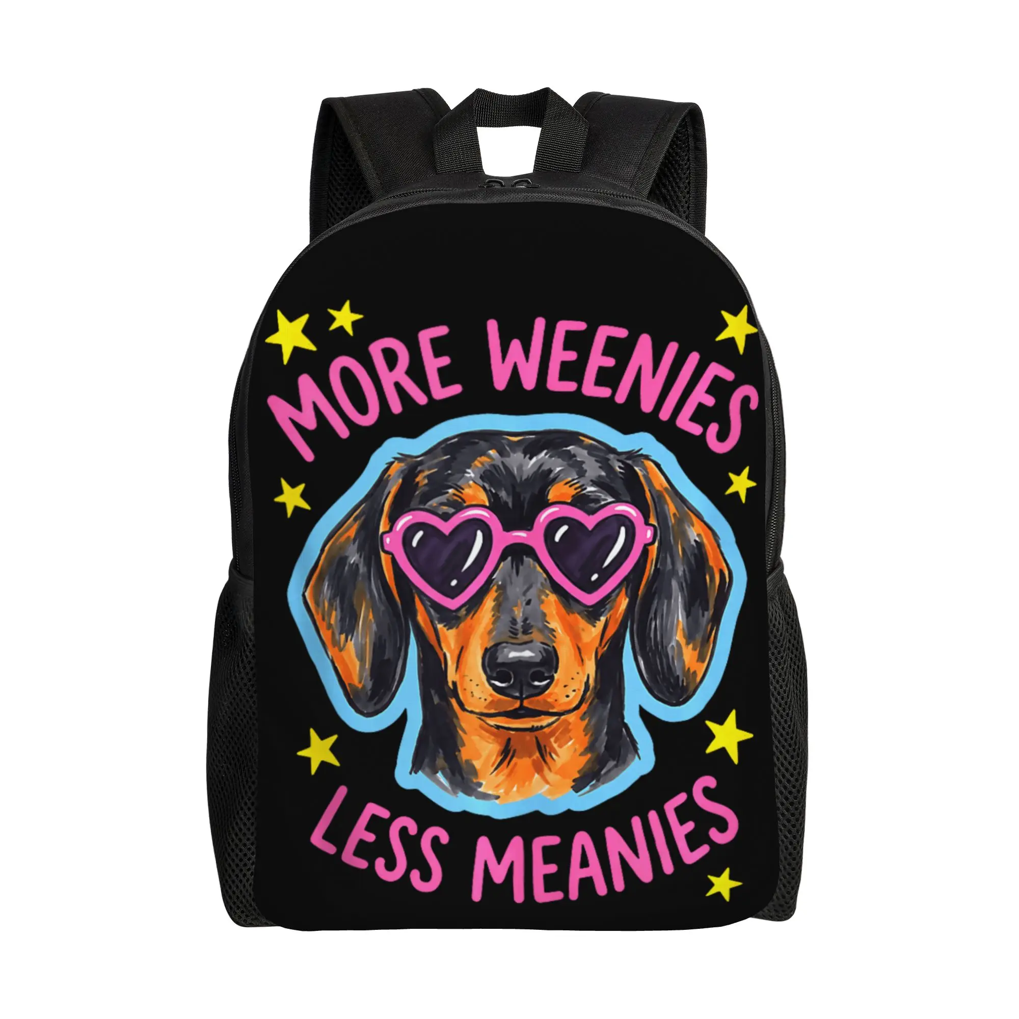 More Weenies Less Meanies Dachshund Dog Lover Backpack  University Backpacks Girl Kawaii School Bags Design Big Rucksack