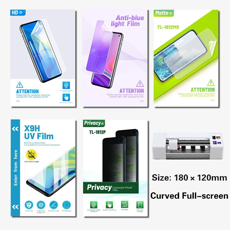 50 Uds TPU película de hidrogel Flexible para máquina cortadora TUOLI Protector de pantalla HD transparente mate Antiblue privacidad película de curado UV Devia