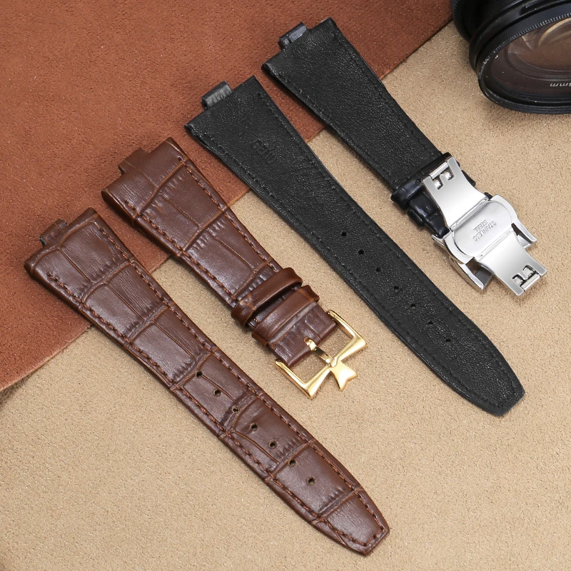 Genuine Leather Strap Substitute Horizon 47040/49150/49020 Series Butterfly Buckle Convex Interface Cowhide Watchband 25-8mm