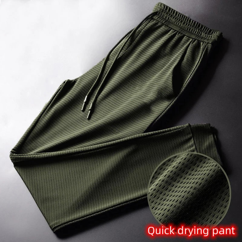 

Men Loose Pants Casual Quick Dry Pants Outdoor Mesh Sweatpants Breathable Ice Trouser Men