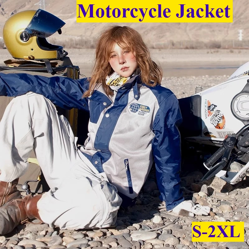 

Motorcycle Racing Suits Casual Vintage Contrast Panel Sports Cycling Jacket Thin Breathable Motorcycle Jackets