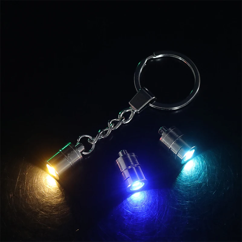 1Pc Keychain Charms Light LED Pendant Making Purse Collar Dog Flashlight Up Handbag Key Ring Safety Mini Emergency Flashlights