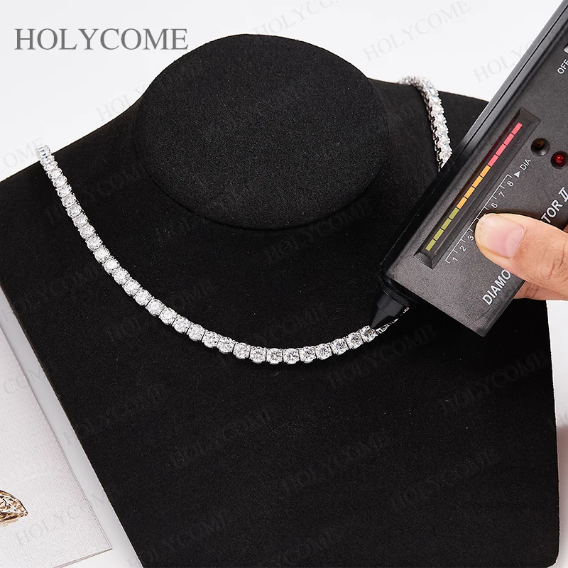

D Color VVS1 GRA Certified Moissanite Tennis Necklace S925 Silver 2-6.5mm 4 Prong Gemstone Chain Jewelry for Men Women Gift