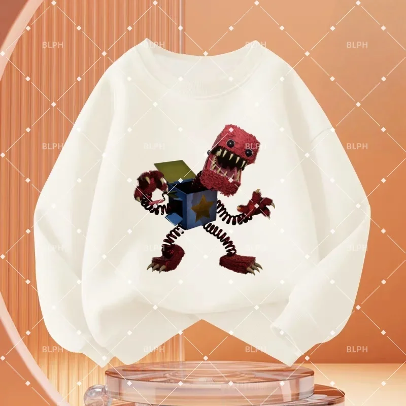 

Детская толстовка Poppy Playtime Boxy Boo с круглым вырезом, весенний пуловер с мультяшным принтом и длинными рукавами