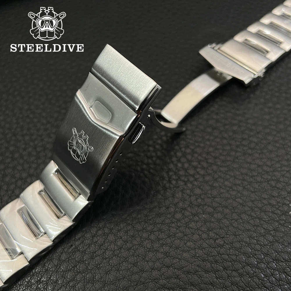 STEELDIVE Official SD1984 Special Strap Watch Chain 20*20MM Width Stainless Steel Strap With Solid Clasp