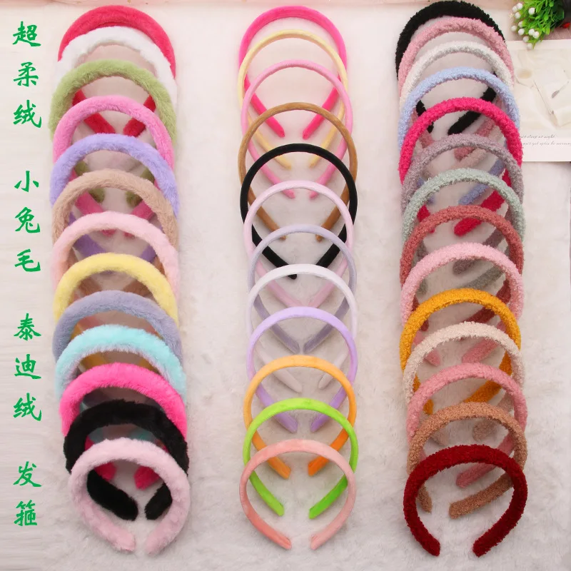 

Korean Fabric Bunny Hair Headband Extended Version Pressed Hair Headband Super Soft Velvet Candy Series Hair Accessory Headwear