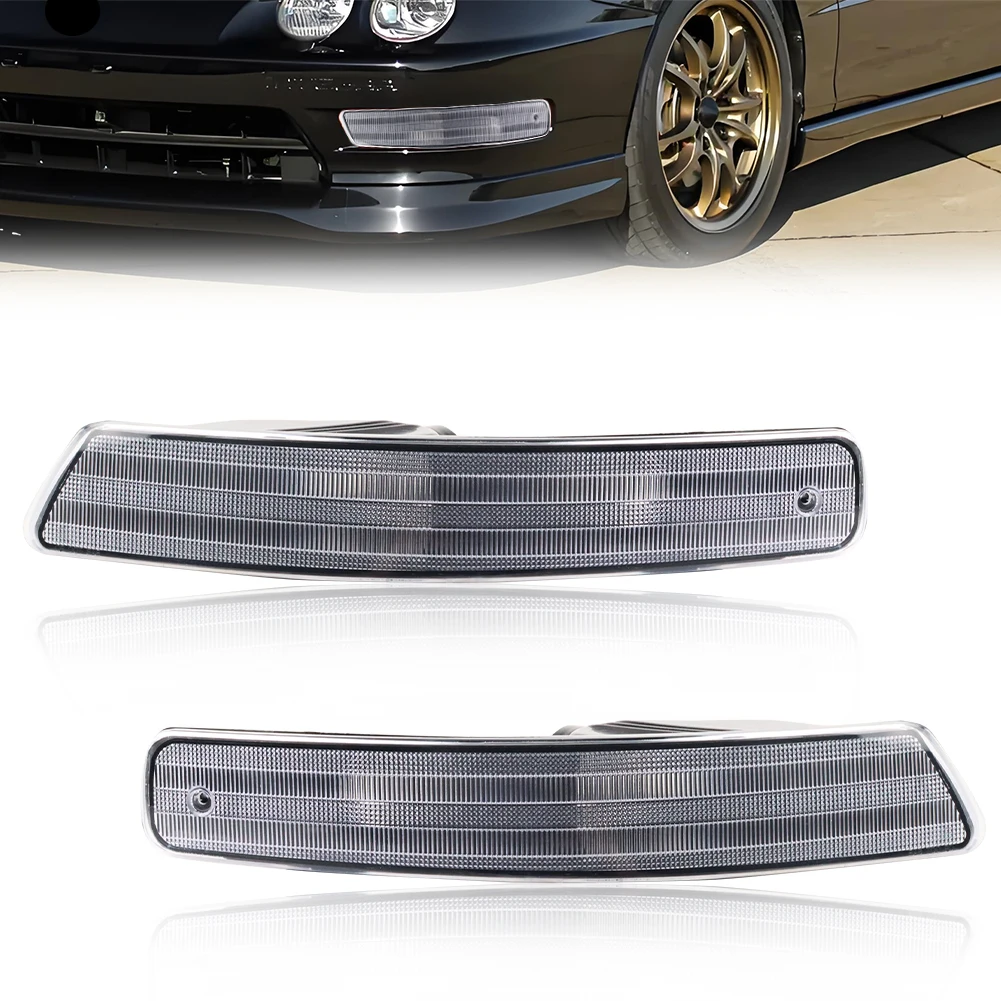 2Pcs Front Bumper Parking Light Turn Signal Light Side Marker Daytime Running Light Cover For 1998 1999 2000 2001 Acura Integra