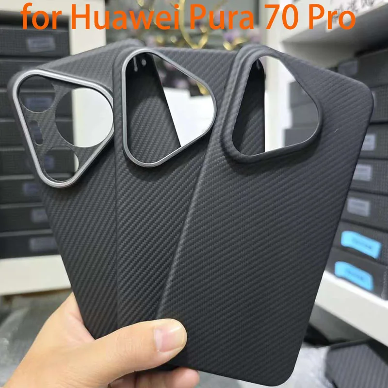 

Case for Huawei Pura 70 Pro & Pura70 Real Carbon Fiber Aramid Anti-explosion Cell Mobile Phone Protective Cover Protection Shell