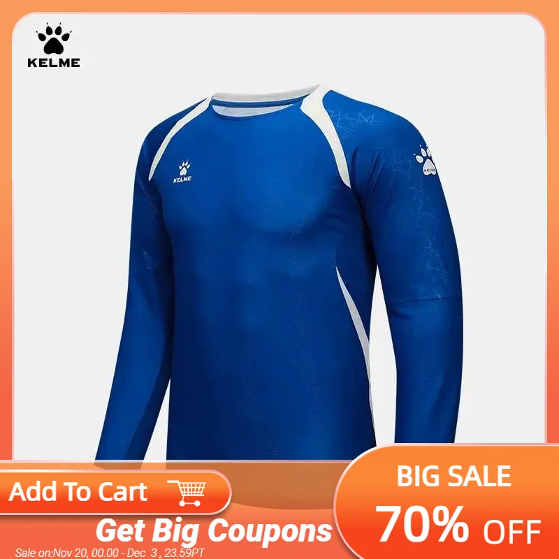 

Kelme Training Long Sleeve T-shirt Men's New Round Neck Breathable Football Sports Hoodie Outdoor Running Daily Training