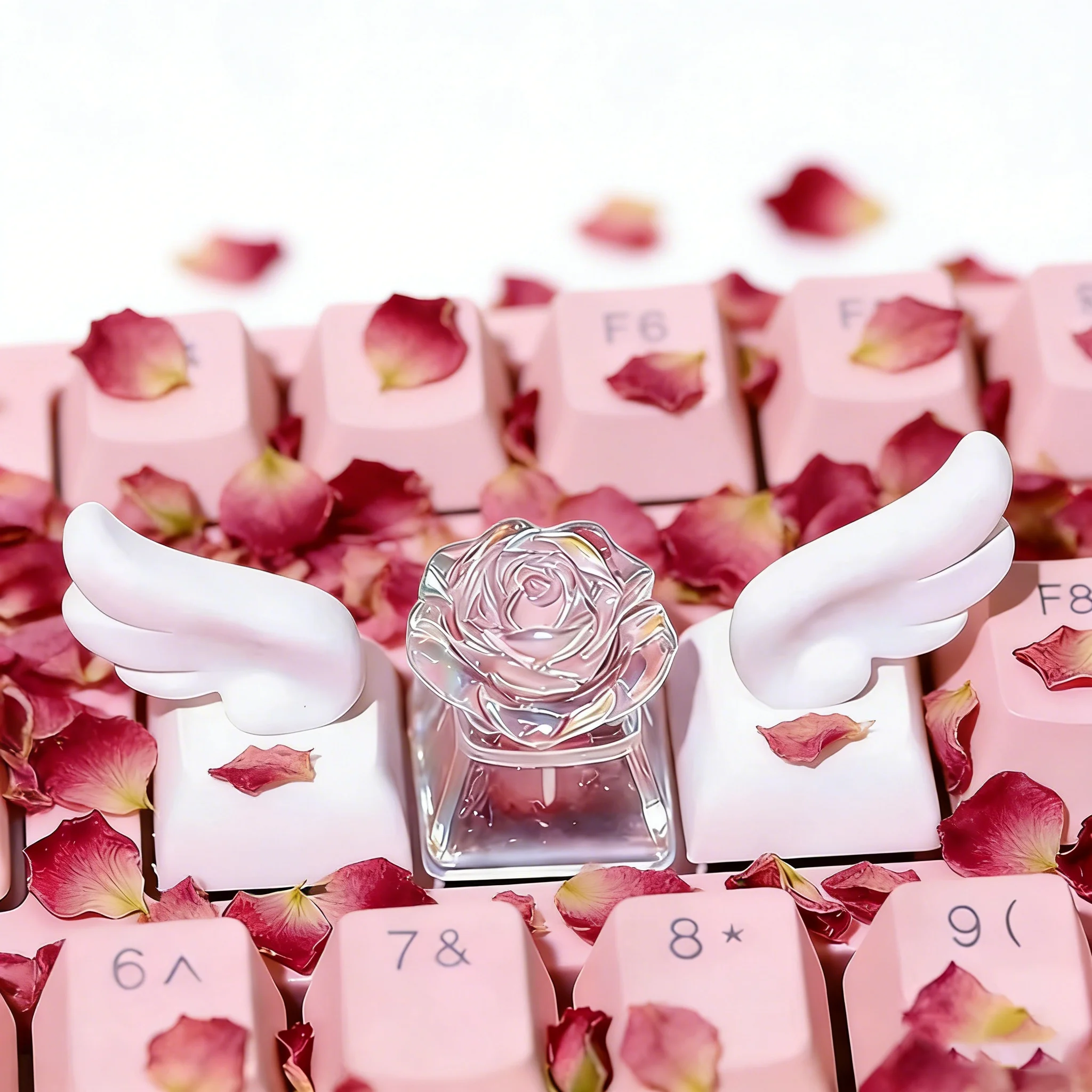 3pcs Winged Keycaps R4 Height For Mechanical Keyboard Keycaps Individualized three-dimensional Cartoon white Kawaii Keycap