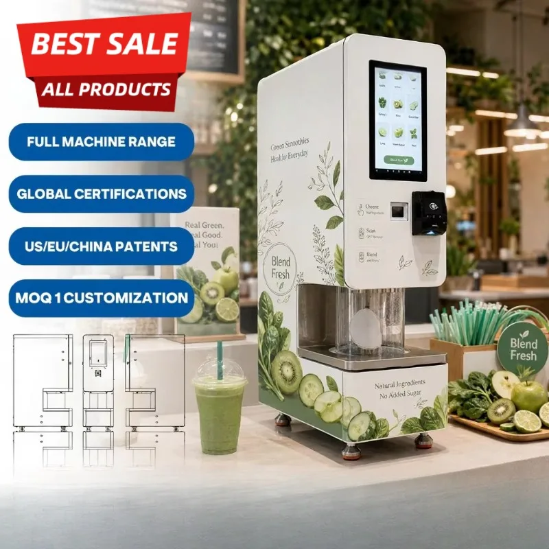 Fabricante de Máquinas Expendedoras de Batidos, Enfriador Inteligente para Exteriores, Máquina Expendedora de Smoothies de Frutas Congeladas, Personalizable