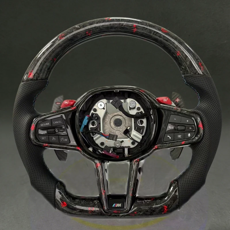 

Red Forged Carbon Fiber Steering Wheel for BMW CS with Perforated Leather for BMW G20 G82 G38 G80 G30 Upgrade CS Sport D Style