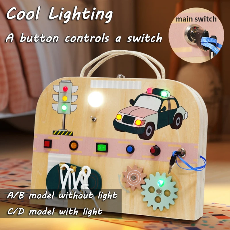 Toddlers Montessori Toys Sensory Busy Board with LED Light Switch  Activity Manipulation Board Kids Parish Skill Education Games