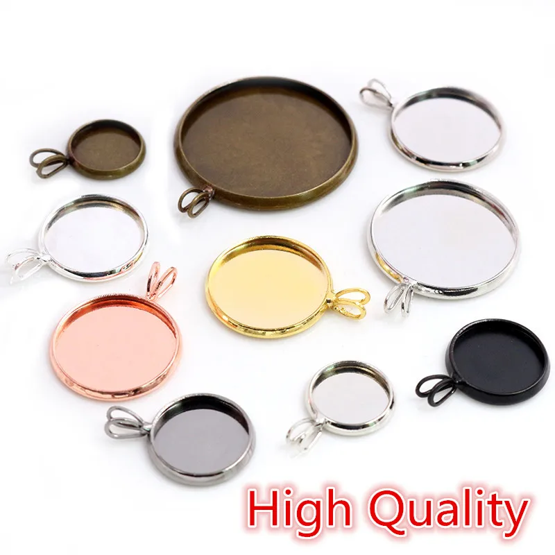 

High Quality 10mm 12mm 14-25mm Inner Size Brass Material V Style Cabochon Base Cameo Setting Charms Pendant Tray