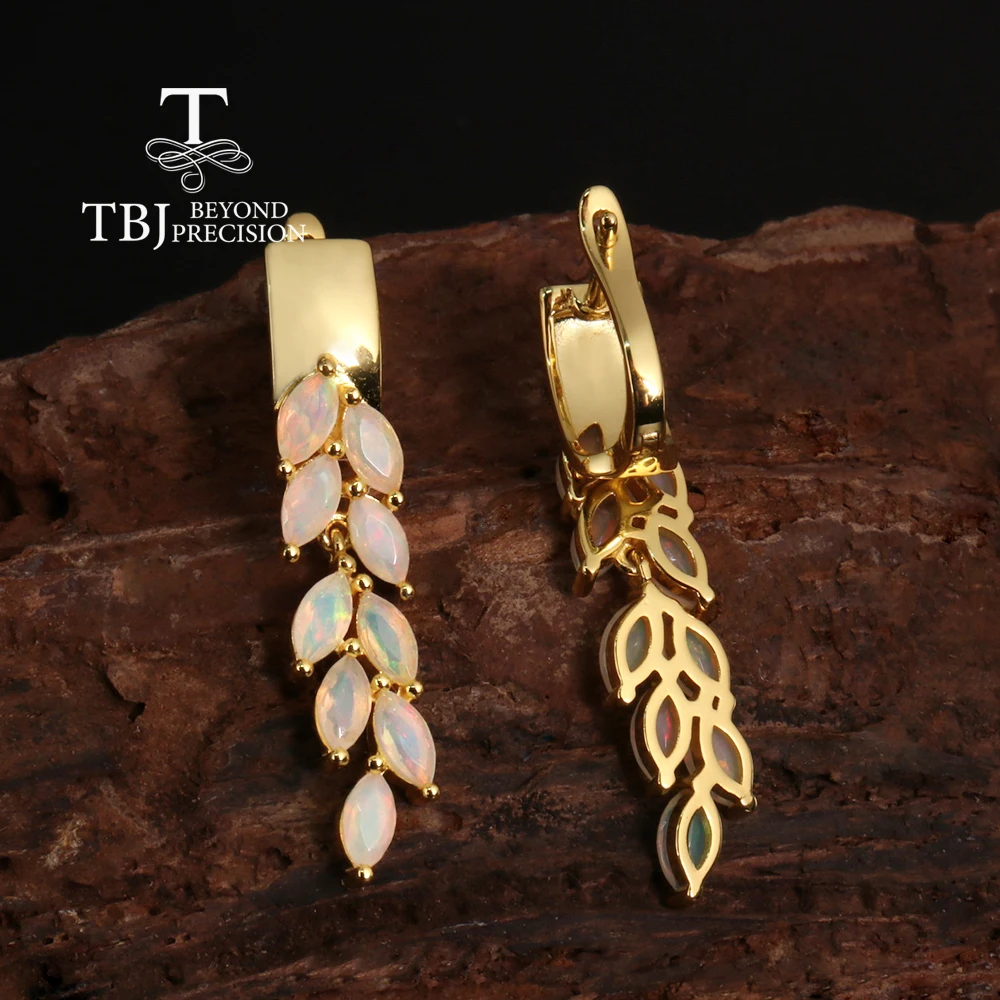 2026, Luxury design October Birthstone Natural Opal 18K yellow silver Ring Earrings jewelry set Women's anniversary wedding gift - view 3