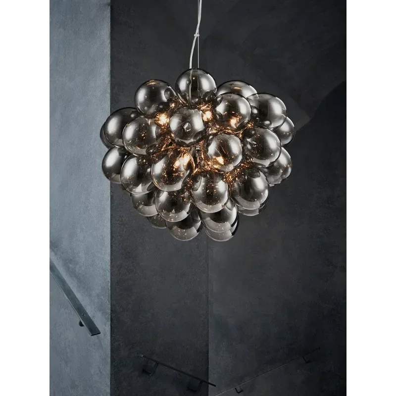 Nordic Balloon Bubble Chandelier Grape Glass Pendant lamp for Bedroom luxury Home Decoration Smoke-grey glass Pendant light