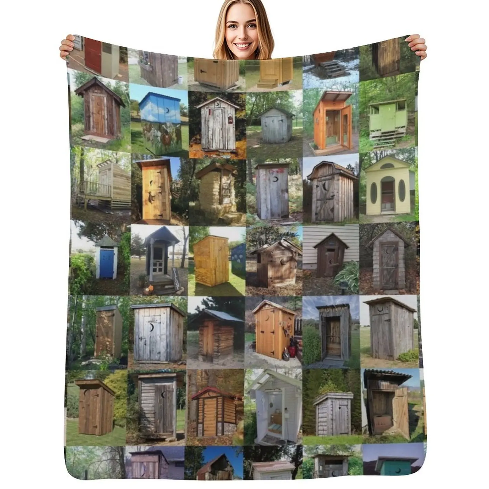 Outhouses Throw Blanket Reusable Durable Soft Blanket for All Seasons