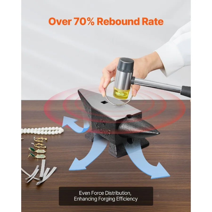 سندان من الفولاذ المصبوب 22 رطل 10 كجم سندان بوق واحد مع سطح كبير وقاعدة ثابتة وسندان مستدير متين عالي الصلابة #3