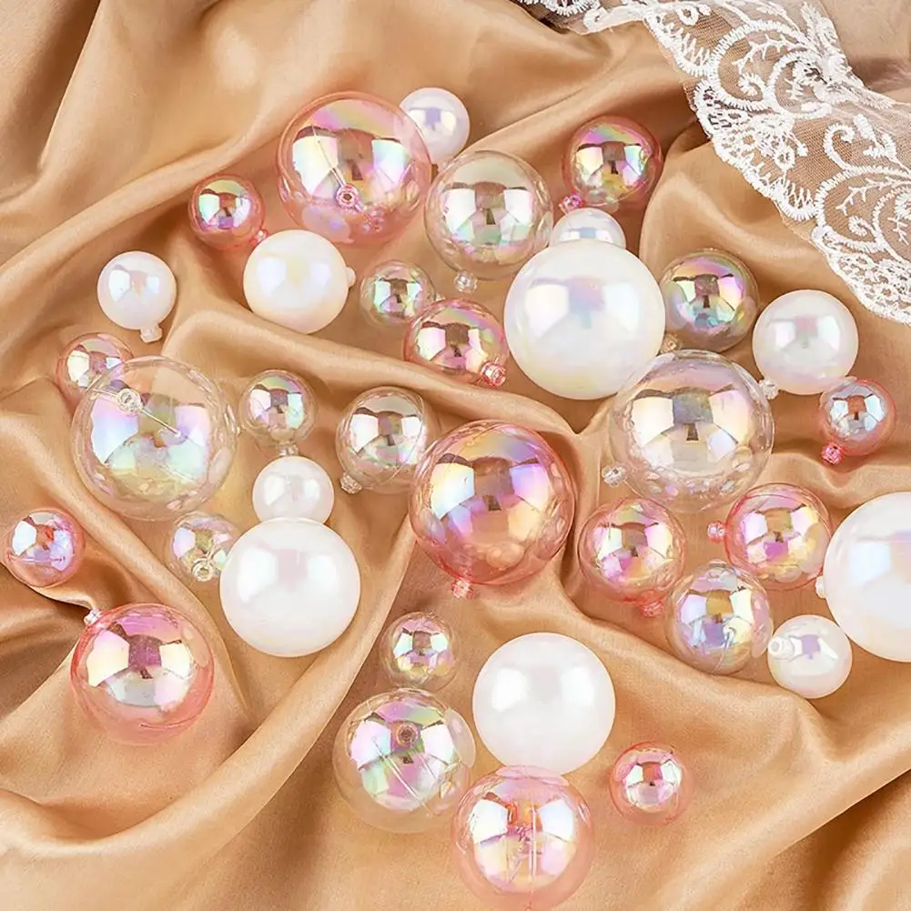 10 Pcs Cake Decoration Ball Transparent Pearlescent Faux Pearl BAP Free Plastic Christmas Tree Wedding Party Decor Bakery Supply