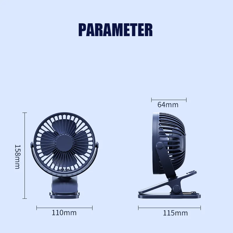 USB Rechargeable Table Fan Clip-on Type Portable Mini Desk Fan 360 Degree Rotation Adjustable Clip-on Fan For Student Dormitory image 6