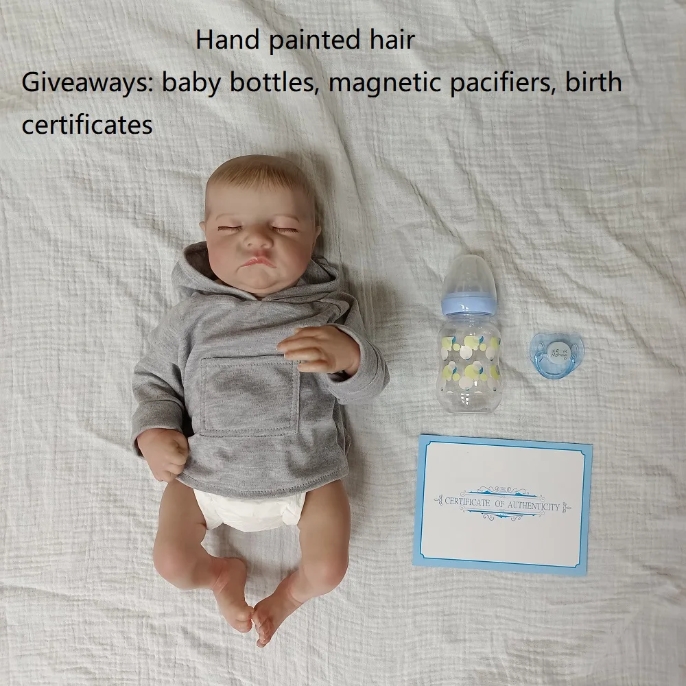 18-inch Vinyl Reborn Boy Doll | Quiet Sleeping State, Exquisite Facial Features, Realistic Expression, Adjustable Limbs,