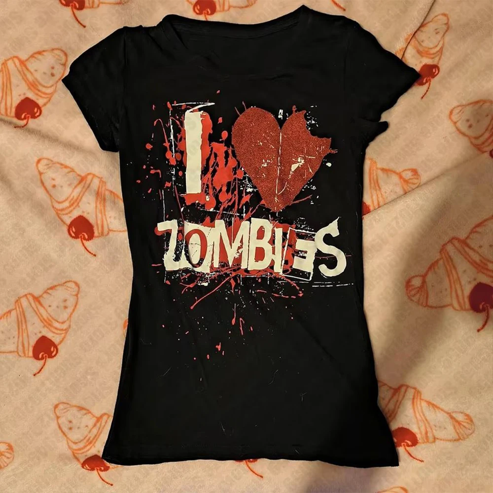 

Aesthetic Y2K Style Retro Women's Fashion Punk Girl 2000S Top Letter Printed Cute T-Shirt Street Wear Short Sleeved Crop Top2026