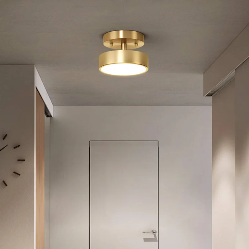 Lampadario a soffitto moderno a LED luci arredamento camera da letto soggiorno apparecchio da cucina lampada in ottone regolazione dell'angolo scale corridoio