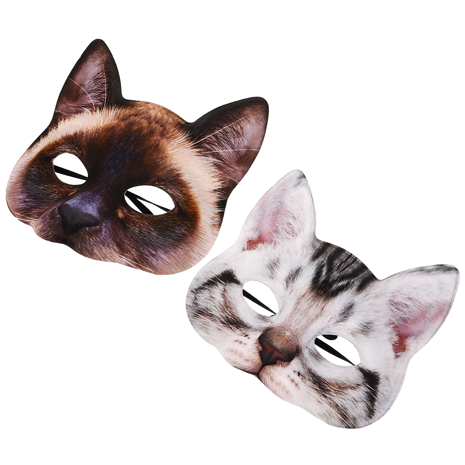 

2pcs Cat Masks Furry Realistic Big Eyes Kids Adults Masquerade Carnival Cosplay Accessories Halloween Decorations
