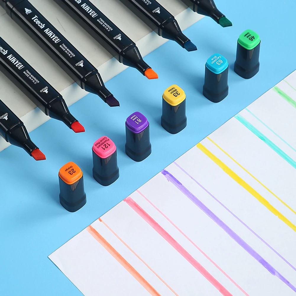 ปากกามาร์กเกอร์24/36/48/60สีชุดปากกาพู่กันวาดภาพสเก็ตช์วาดเขียนอุปกรณ์ศิลปะโรงเรียนสำหรับเครื่องเขียนของศิลปิน