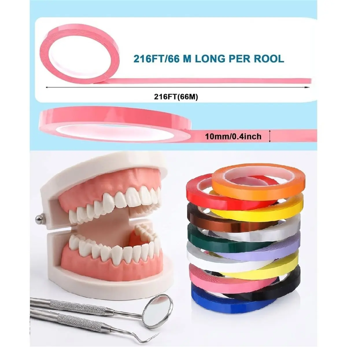 12 Rolls Autoclave Tape Colored 216ft/L X 0.4in/W Instrument Tape Tool Identification Marking Fineline Tapes