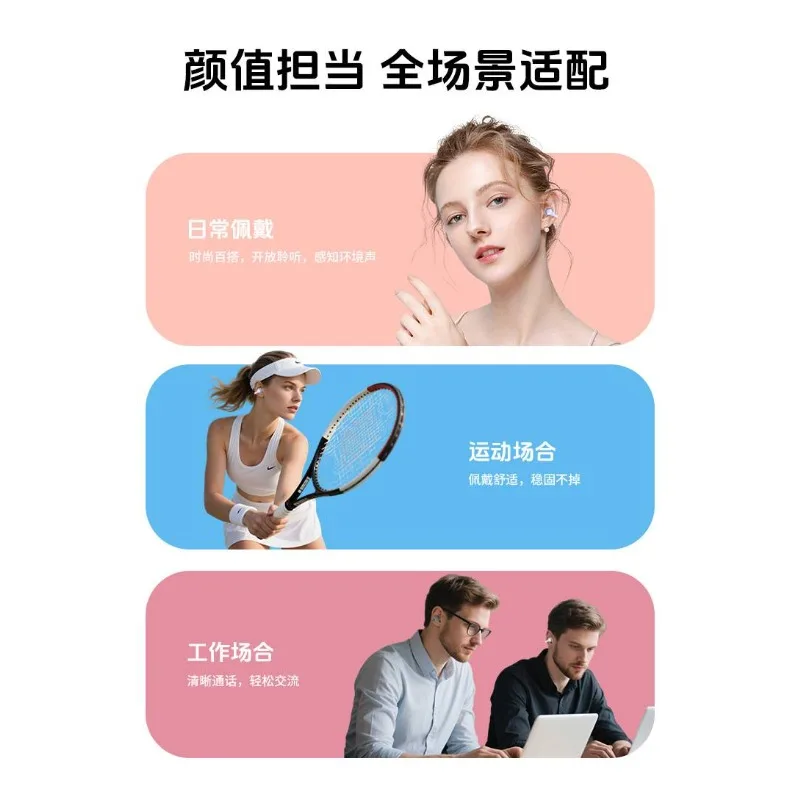 Auriculares deportivos con cancelación activa de ruido sonido HiFi Bluetooth 5,4 tipo C Clip de oreja seguro a prueba de sudor a prueba de lluvia para juegos gimnasio