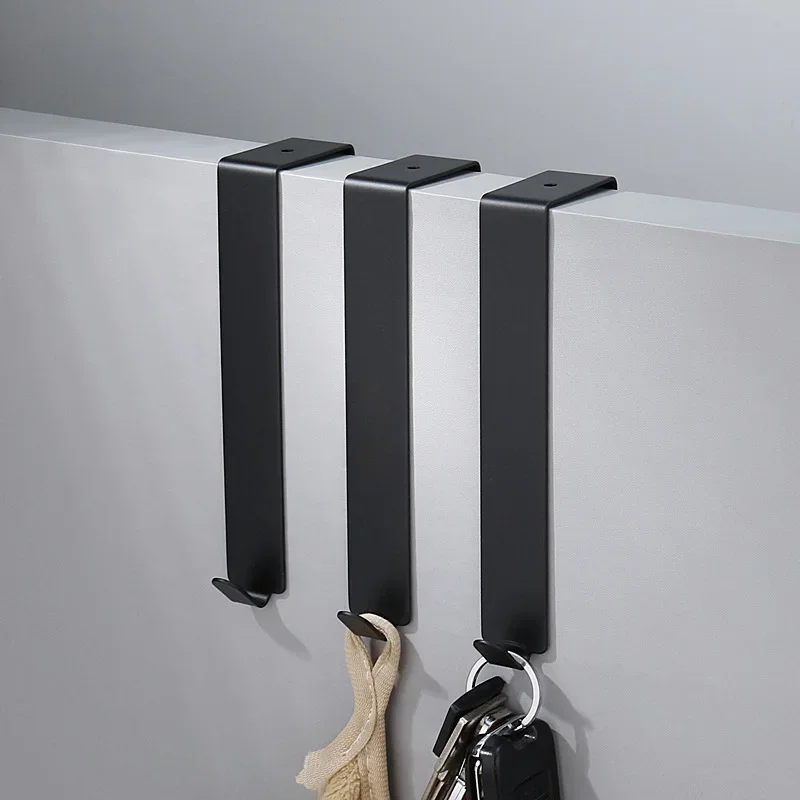 1pcs No Drill Stainless Steel Behind Door Hooks Cabinet Bedroom Door Hooks Clothes Hooks Upper Hanger