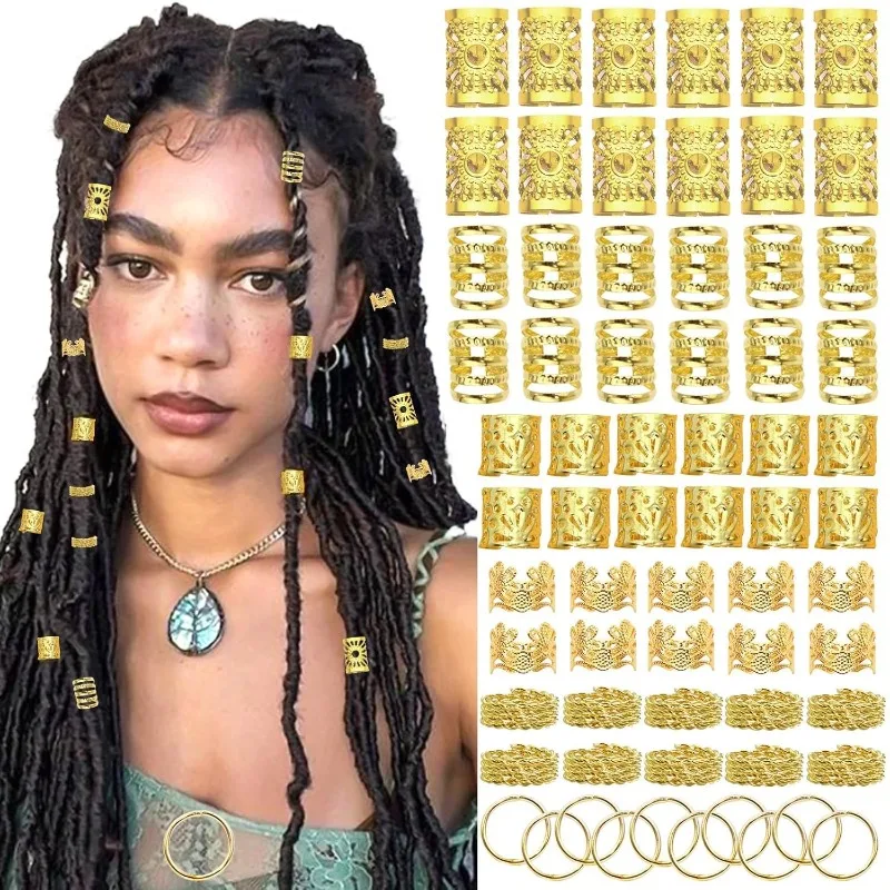 120個入り-ゴールドヘアクリップ-エクステンション-ドレッドヘアキット-金属合金製スナップクリップ-防錆-安全グリップ-diyヘア-ボヘミアンスタイル-ギフト