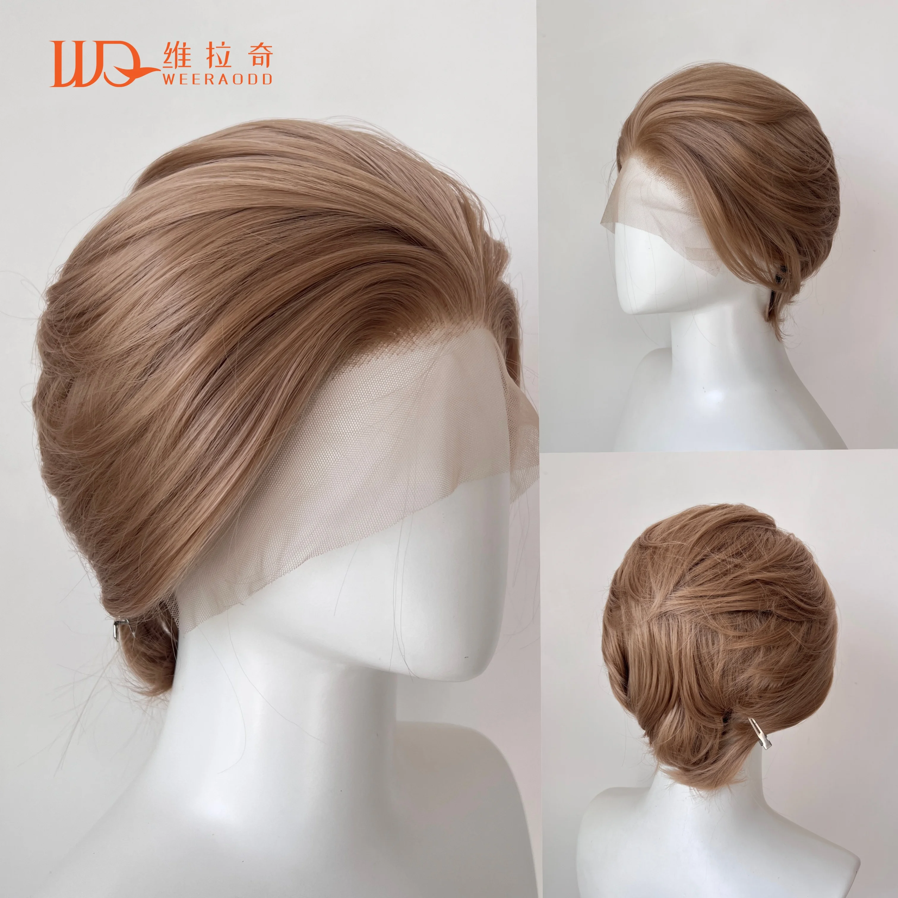 Milchtee-Blonde Perücken für Männer 13x4 Synthetische Lace-Front-Perücken Zum Aufsetzen und Loslegen Natürlich Hochwertige Hitzebeständige Fasern 8-Zoll-Perücken