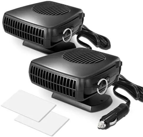 

DNA MOTORING 2-Pack 12V 170W Portable Car Heater & Cooler – 360° Rotation, Fast Defrost, Cigarette Lighter Plug – Fits 15A+ Fuse