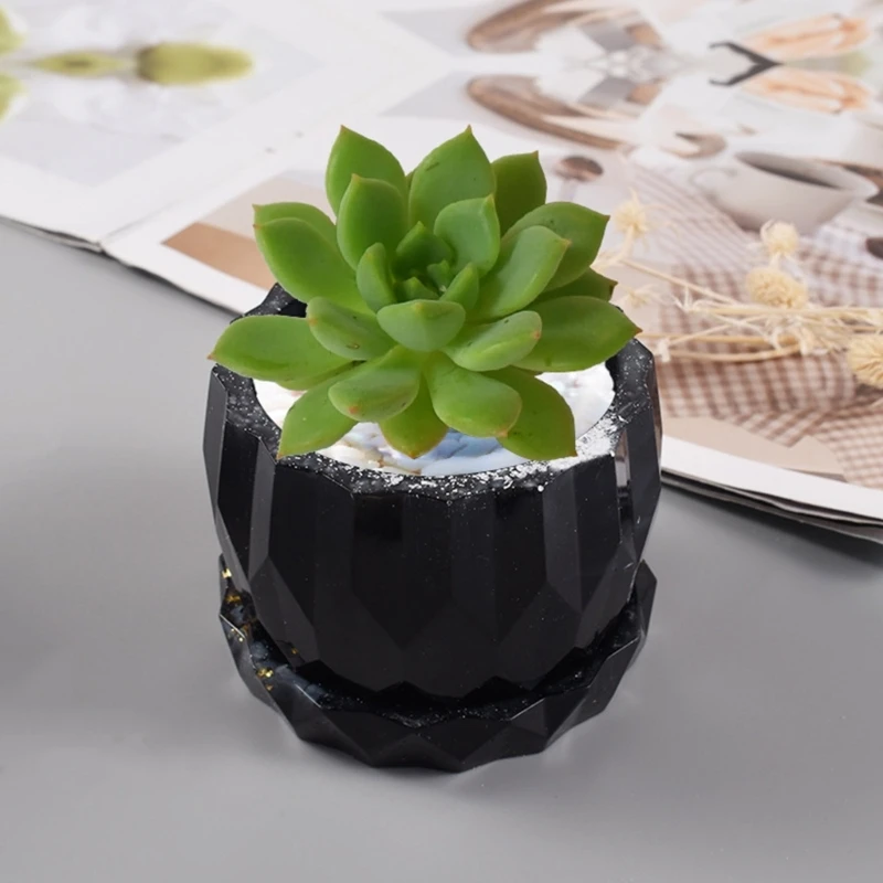 Succulents Flower Pot Resin Silicone Mold DIY Garden Concrete Pen Holder Round Holders Molds Home Decorations