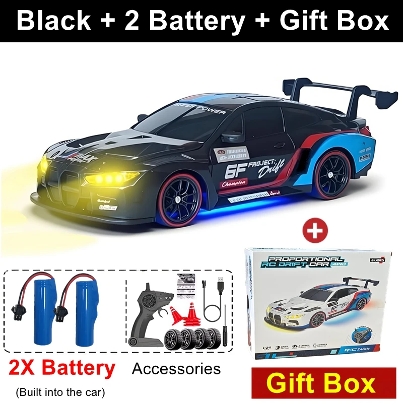 4WD RC Drift Auto Met LED Licht 2.4G Radio 20 KM/u Hoge Snelheid Afstandsbediening Racewagens Voertuig Model Speelgoed Cadeau voor Jongen Meisje Kid